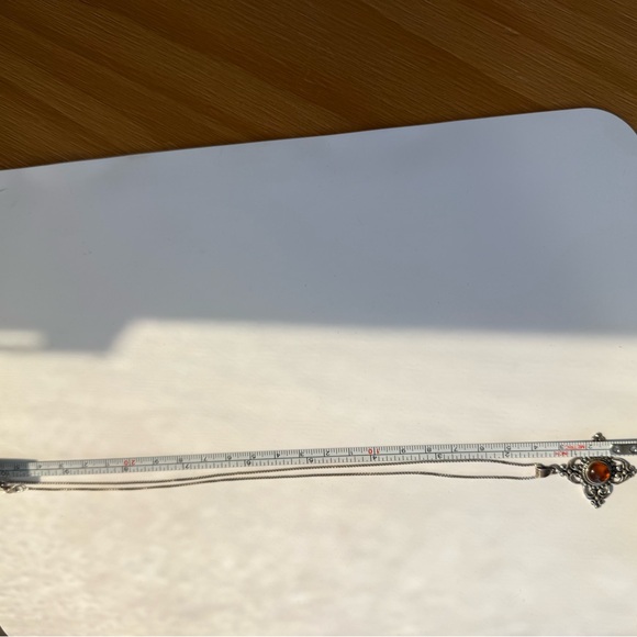 Vintage 925 Amber Pendant Necklace - Picture 9 of 11